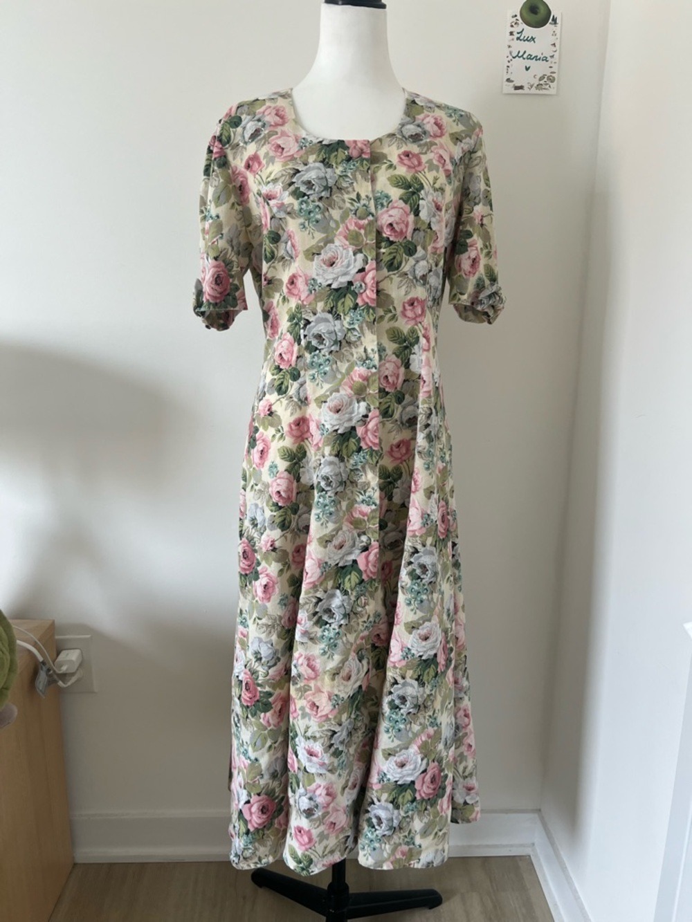 Vintage Jessica Howard Floral Midi Rose Print Bow-Tie Midi Dress Size 10 Summer